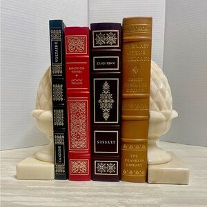 Vintage Alabaster Pine Cone Artichoke Hand Carved Bookends